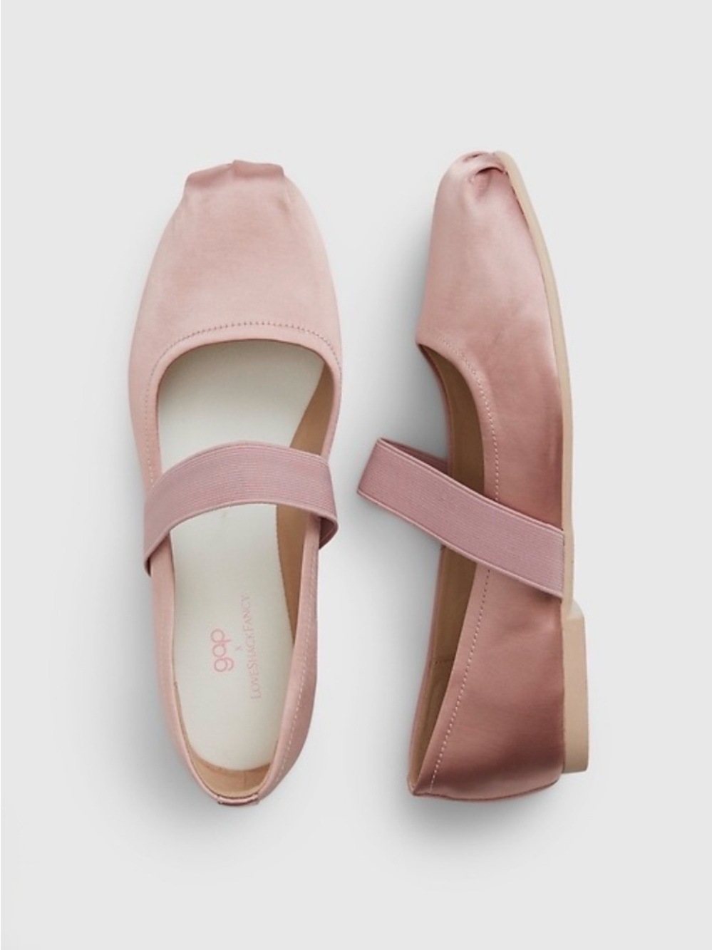GAP x LoveShackFancy Pink Satin Mary Jane Flats Size 8 NWT Balletcore Summer